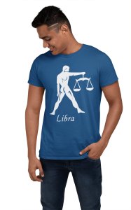 Libra (BG White)(Blue T) - Printed Zodiac Sign Tshirts - Made especially for astrology lovers people