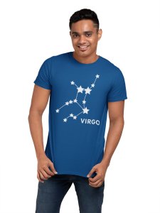 Virgo stars (BG White)(Blue T) - Printed Zodiac Sign Tshirts - Made especially for astrology lovers people