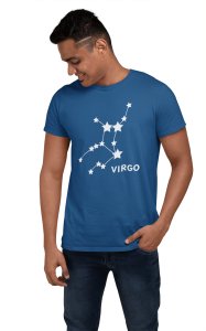 Virgo stars (BG White)(Blue T) - Printed Zodiac Sign Tshirts - Made especially for astrology lovers people