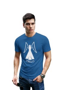 Virgo symbol (BG White)(Blue T) - Printed Zodiac Sign Tshirts - Made especially for astrology lovers people