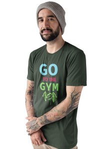 Go To The Gym, (BG Blue, Pink and Green), Printed Men Round Neck Gym Tshirt - Foremost Gifting Material for Your Friends and Close Ones