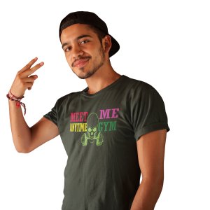 Meet Me Anytime At The Gym, Round Neck Gym Tshirt - Foremost Gifting Material for Your Friends and Close Ones