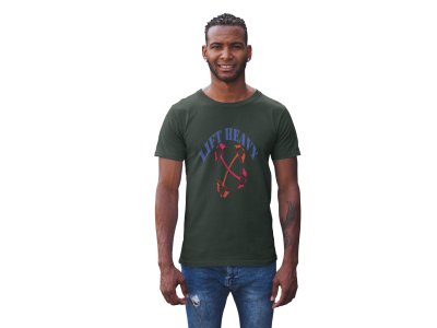 Lift Heavy, Crossed Dumbles, Round Neck Gym Tshirt - Foremost Gifting Material for Your Friends and Close Ones