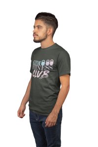Gym, Fitness, Club, (BG Blue, Violet and Pink), Round Neck Gym Tshirt - Foremost Gifting Material for Your Friends and Close Ones