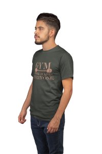 Gym, Work Hard Everyone, (BG Brown), Round Neck Gym Tshirt - Foremost Gifting Material for Your Friends and Close Ones
