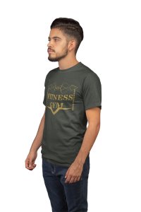Fitness Gym, (BG Golden), Round Neck Gym Tshirt - Foremost Gifting Material for Your Friends and Close Ones