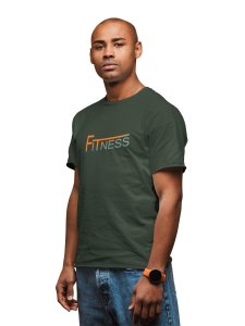 Fitness, (BG Orange and Grey), Round Neck Gym Tshirt - Foremost Gifting Material for Your Friends and Close Ones