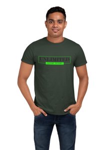 Unlimited, No Pain, No Gain, (BG Black and Green), Round Neck Gym Tshirt - Foremost Gifting Material for Your Friends and Close Ones