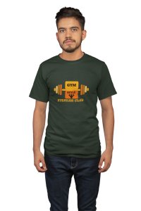 Gym Style, Fitness Club, (BG Orange and Yellow), Round Neck Gym Tshirt - Foremost Gifting Material for Your Friends and Close Ones