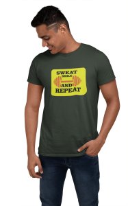 Sweat, Smile and Repeat Round Neck Gym Tshirt - Foremost Gifting Material for Your Friends and Close Ones