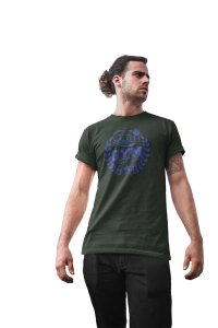Gym Fitness Center, Blue Printed Leaves, Round Neck Gym Tshirt - Foremost Gifting Material for Your Friends and Close Ones