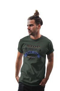Stop Doubting Yourself, Work Hard, (BG Black), Round Neck Gym Tshirt - Foremost Gifting Material for Your Friends and Close Ones