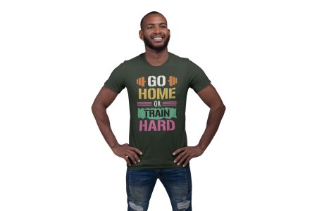 Go Home and Train Hard, Round Neck Gym Tshirt (Pink Straight Lines) - Foremost Gifting Material for Your Friends and Close Ones