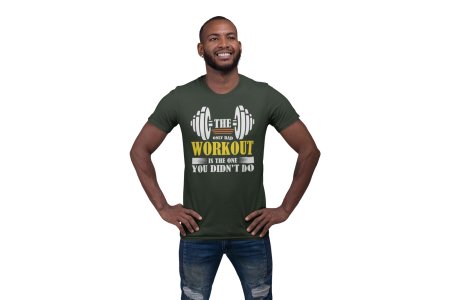 The Only Bad Workout is The One Round Neck Gym Tshirt (White, Yellow, Orange Outline) - Foremost Gifting Material for Your Friends and Close Ones