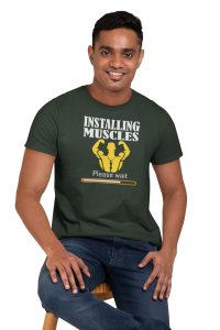 Installing Muscles loading, Round Neck Gym Tshirt - Foremost Gifting Material for Your Friends and Close Ones