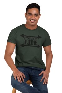 Fitness is My Life (BG Black), Round Neck Gym Tshirt - Foremost Gifting Material for Your Friends and Close Ones