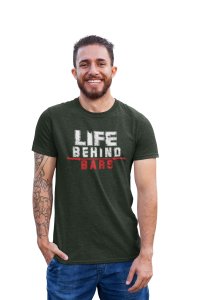 Life Behind Bars, Round Neck Gym Tshirt (BG White, Red) - Foremost Gifting Material for Your Friends and Close Ones