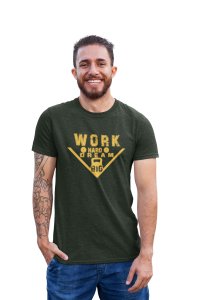 Work Hard, Dream Big, (BG Golden), Round Neck Gym Tshirt - Foremost Gifting Material for Your Friends and Close Ones