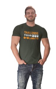 Challenge Your Limits, (BG Yellow and White), Round Neck Gym Tshirt - Foremost Gifting Material for Your Friends and Close Ones