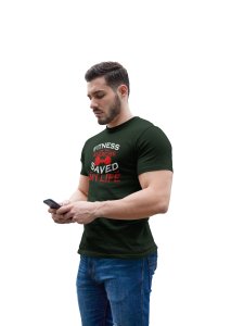 Fitness, Exercise Saved My Life, Round Neck Gym Tshirt (Dumble In Red) - Foremost Gifting Material for Your Friends and Close Ones