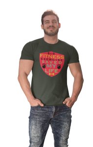 Fitness Exercise Saved My Life (BG Shield) Round Neck Gym Tshirt - Foremost Gifting Material for Your Friends and Close Ones