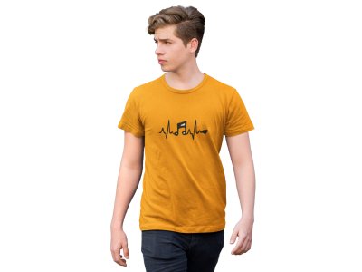 Music is my life-Yellow - Men's - printed T-shirt - comfortable round neck Cotton