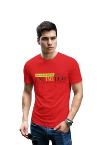 Heath and Fitness, Unlimited, No Pain, No Gain, (BG Green and Black), Round Neck Gym Tshirt (Red Tshirt) - Clothes for Gym Lovers - Suitable for Gym Going Person - Foremost Gifting Material for Your Friends and Close Ones