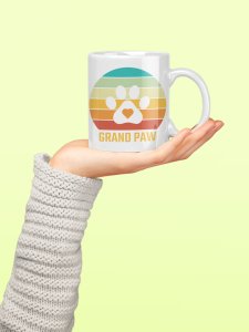 Grand paw   - pets themed printed ceramic white coffee and tea mugs/ cups for pets lover people