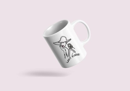Lady Queen- line art themed printed ceramic white coffee and tea mugs/ cups