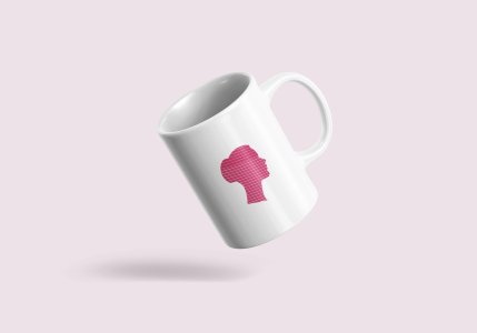Pink Lady - line art themed printed ceramic white coffee and tea mugs/ cups