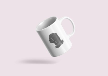 Cute Hair Girl - line art themed printed ceramic white coffee and tea mugs/ cups