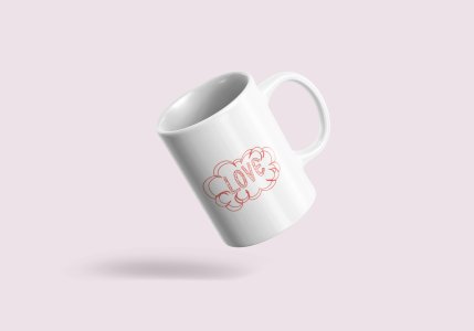 Love Cloud - line art themed printed ceramic white coffee and tea mugs/ cups