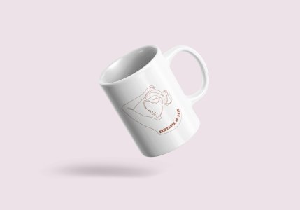 Existance is pain - line art themed printed ceramic white coffee and tea mugs/ cups