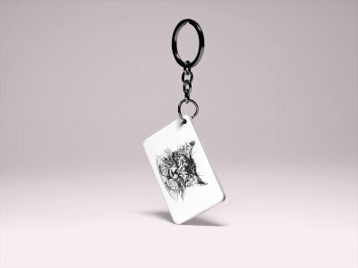 Cute Cat- Printed Acrylic Keychains(Pack Of 2)