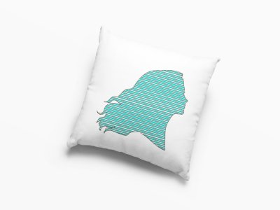 Blue Lady-Printed Pillow Covers For (Pack Of Two)