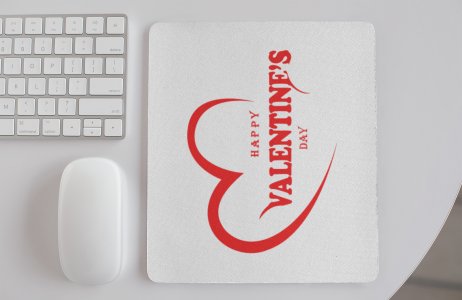 Happy Valentine's Day text in Red - Designable Printed Mousepads(20cm x 18cm)