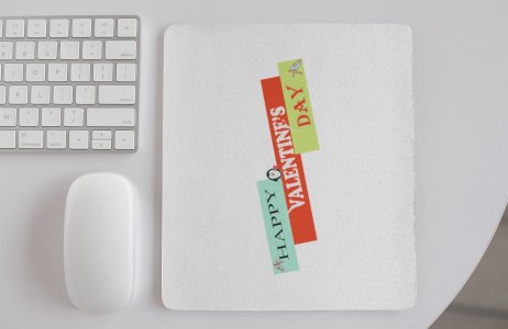 Happy Valentine's Day Colourfull Text - Designable Printed Mousepads(20cm x 18cm)