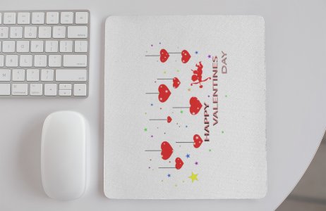 Happy Valentine's Day With Hanging Hearts Hearts - Designable Printed Mousepads(20cm x 18cm)
