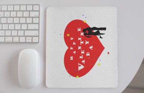 Happy Valentine Day text in White - Designable Printed Mousepads(20cm x 18cm)