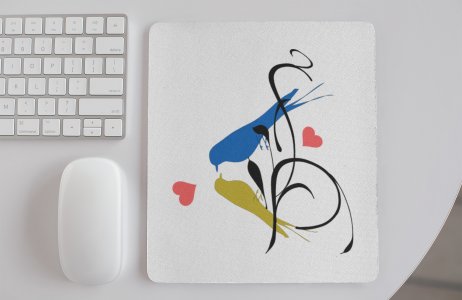 Love Birds With Cute Heart- Designable Printed Mousepads(20cm x 18cm)