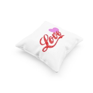 Love Text With Pink Heart -Printed Pillow Covers For (Pack Of Two)