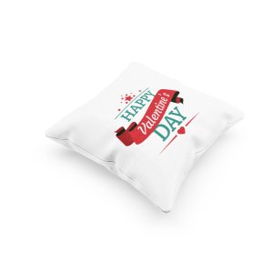 Happy Valentine's Day Text in Green And White -Printed Pillow Covers For (Pack Of Two)