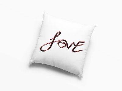 Love in stylish calligraphy font -Printed Pillow Covers For (Pack Of Two)