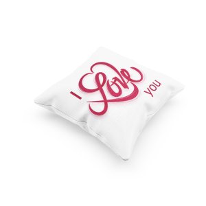I love You Text with Heart Shap -Printed Pillow Covers For (Pack Of Two)
