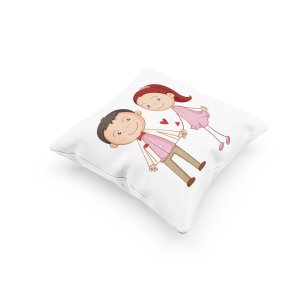 Cute Couple with Cute Heart-Printed Pillow Covers For (Pack Of Two)