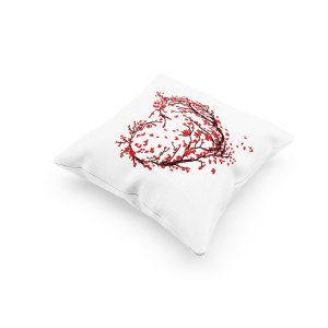Heart With Flowers And Banches-Printed Pillow Covers For (Pack Of Two)