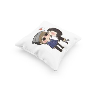 Girl Kissing Boy -Printed Pillow Covers For (Pack Of Two)