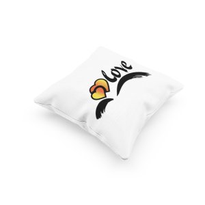 Love Text With Double Hearts -Printed Pillow Covers For (Pack Of Two)