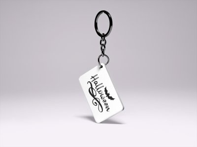 Halloween - text illustration graphic-Printed Acrylic Keychains(Pack Of 2)