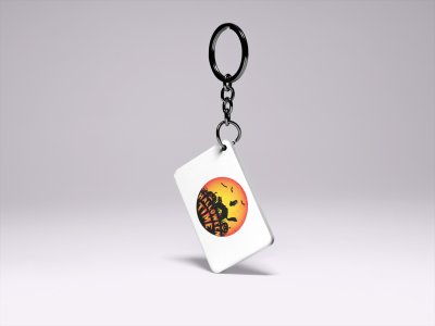 Halloween Time -Circle -Hunted House -Printed Acrylic Keychains(Pack Of 2)